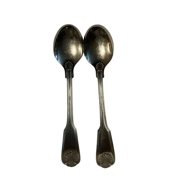 2 Place Oval Soup Spoons Towle LONDON SHELL 18/10 Stainless China 7 1/8" - Picture 4 of 5